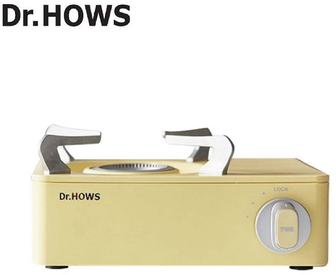 Dr.HOWS 迷你卡式爐 2.0kW 附收納箱 露營瓦斯爐, 馬卡黃, 1個