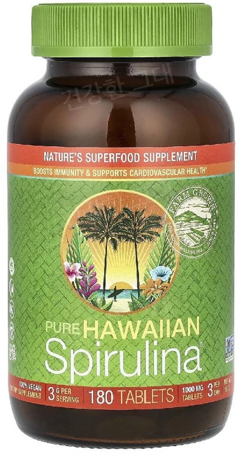 NUTREX HAWAII Pure Hawaiian Spirulina 1000mg 에뉴티아아리엑스 허와이투 스피루리나1000mg 180 ct 1팩, 180정 - 쿠팡