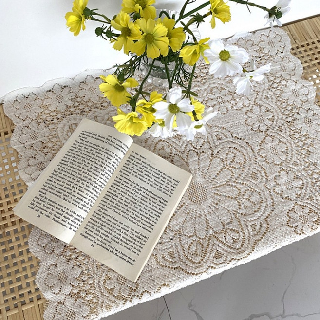 케이트가든 빈티지 레이스 테이블 매트, 아이보리, 중(90cm), 1개