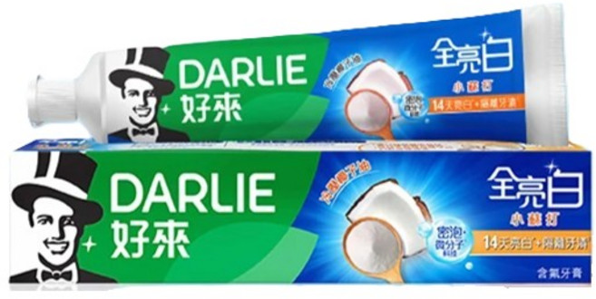 DARLIE 好來全亮白密泡小蘇打牙膏 冷壓椰子油 140g 溫和潔淨 清新口氣 全家適用, 140公克, 1個