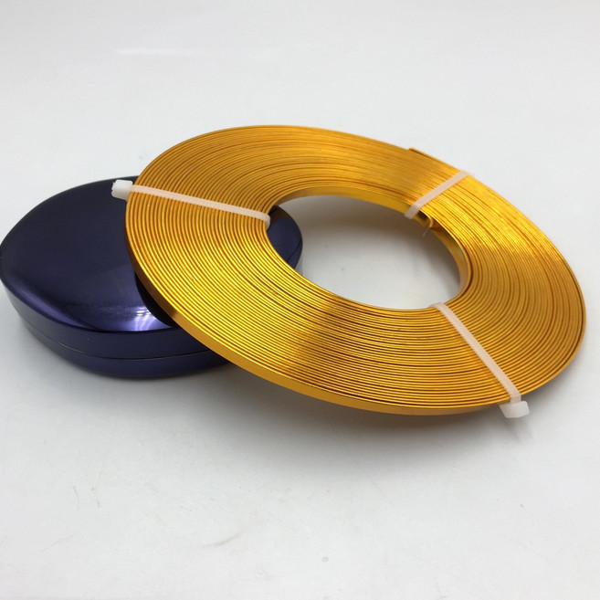 J1 彩色鐵絲 5mm寬 扁鋁線 DIY手工藝材料, 5mm扁鋁絲金黃色4米/扎 軟, 1個