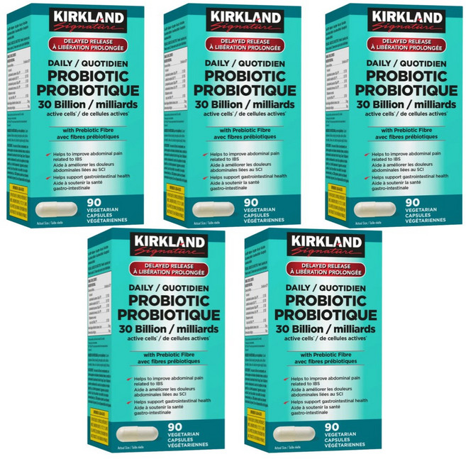 캐나다직송 커클랜드 데일리 프로바이오틱 300억 Kirkland Signature Daily Probiotic 30 Billion 90 Vegetarian Capsules, 5개, 90정