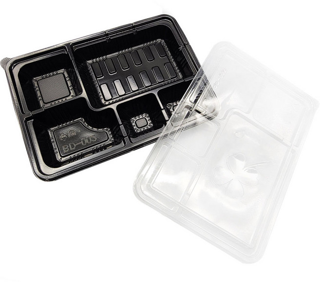 에스제이케미칼 5칸 도시락용기 BD-002 돈까스 용기 200개 세트, 1개, 200개입