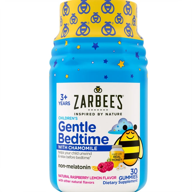 Zarbees Gentle Bedtime 자비스 젠틀 베드타임 어린이 수면 개선 영양제 멜라토닌 프리 라즈베리 레몬맛 1통30구미 캐나다직배송, 1개 - 쿠팡