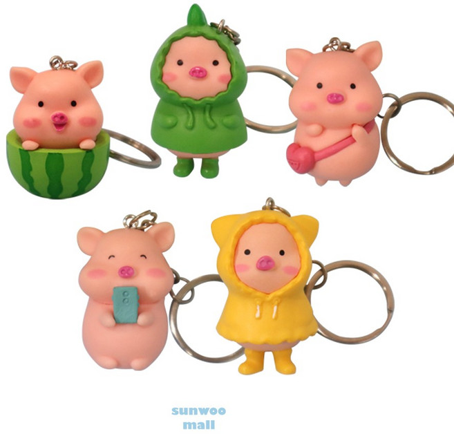 선우몰 아기돼지 5남매 키링 가방걸이, 1개, 돼지하트