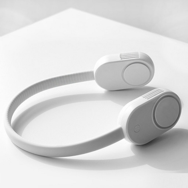 캔디 넥밴드 플렉서블 휴대용 선풍기 목선풍기 듀얼 저소음모터, 화이트