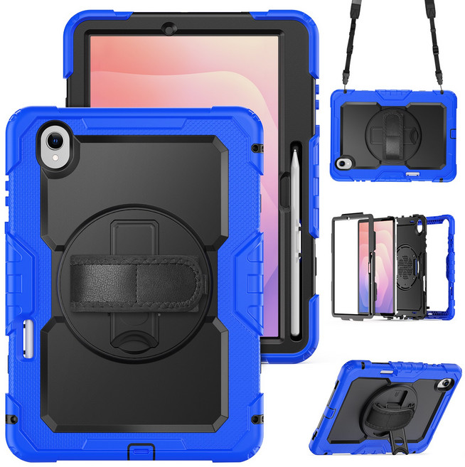 갤럭시탭 S11 2025 초강력 방충 케이스 S펜 홀더 일체형 핸드스트랩 + 숄더스트랩 포함, 1개, 푸른 색