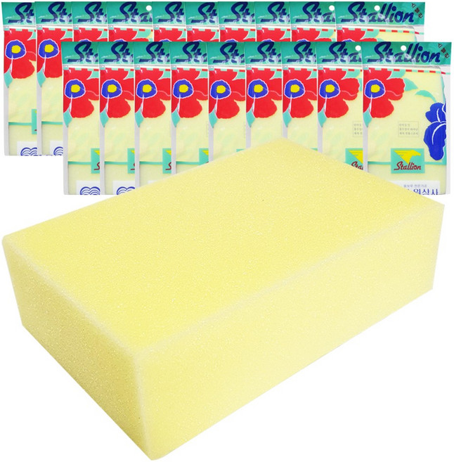 국내생산 노랑 세차스폰지 x(20개) 차량용 자동차 스펀지, 1세트
