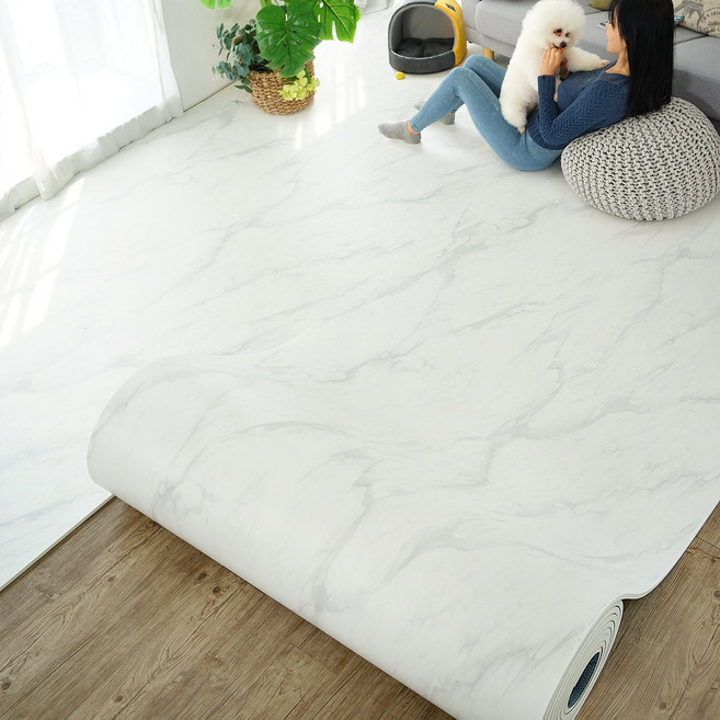 삼바텍 PVC 층간소음방지 롤매트 15mm 폭 110cm x 길이 6m, 스노우마블