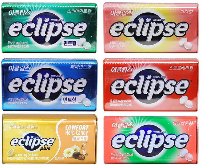 이클립스 34g 피치 스트로베리 페퍼민트 스피아민트, 3세트, 136g