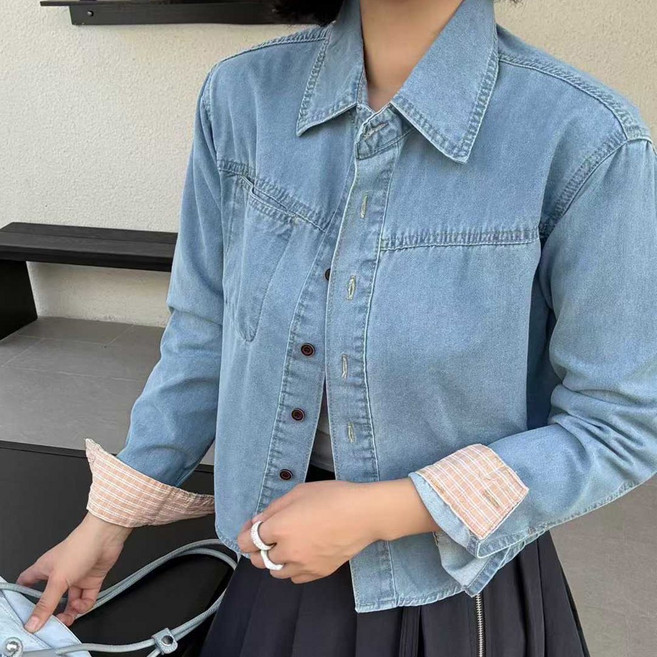 이서어패럴 크롭 데님셔츠230