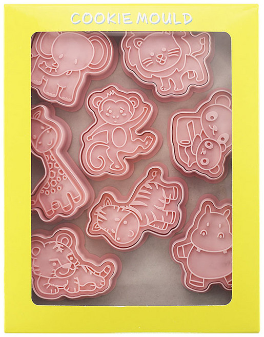 Mian Xiao Xin 비스킷 몰드 DIY 3D 입체 홈베이킹 도구 아이싱 쿠키스탬프 8종 세트 MX001, 숲속 동물, 1개