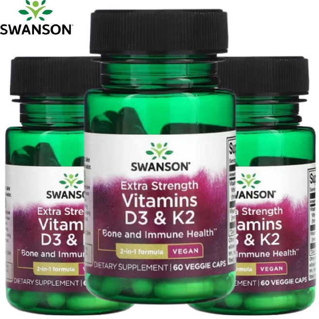 스완슨 비타민 D3 K2 엑스트라스트렝스 60캡슐 콜레칼시페롤 MK7 메나퀴논7 이뮨 3개