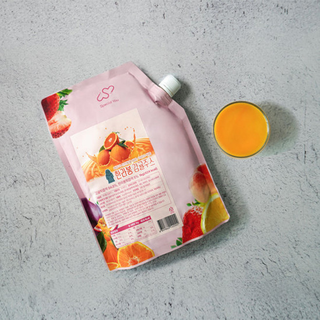 제주엔 한라봉 100% 착즙 감귤주스, 1개, 1kg