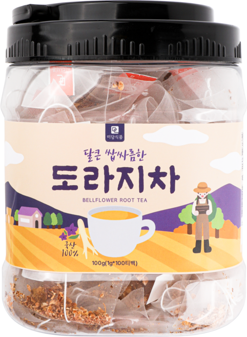 [식물유래 안심 생분해필터] 미담식품 도라지차 삼각티백, 1g, 1개, 100개입