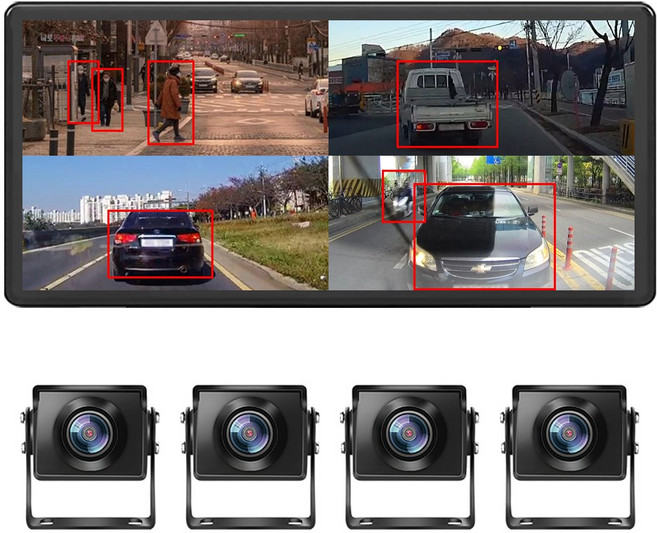 메모리카드 포함 10.36인치 4k 와이드 4채널 블랙박스 화물차용 후방카메라 풀세트 X4, set, 실외4개+1080고화질+Ai감지+Ai스피커미포함, 128GB