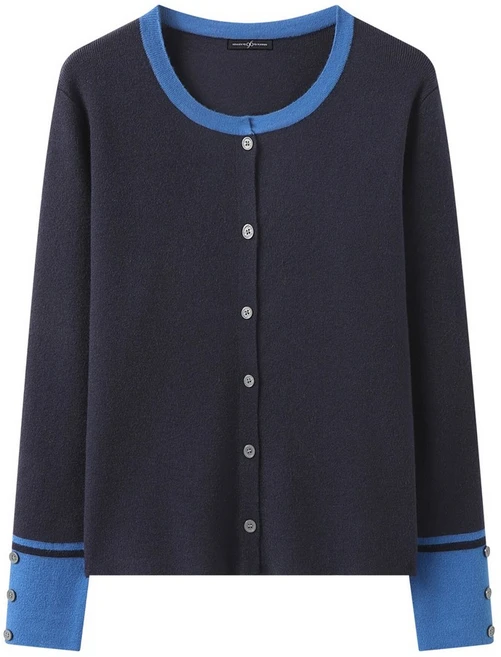 나인식스뉴욕 배색 라인 라운드넥 긴팔 가디건 (NQ1CK002L0) - 쿠팡