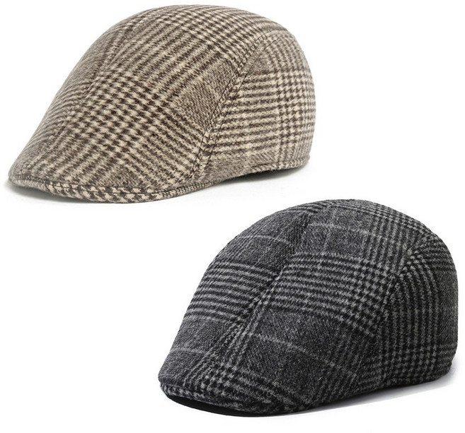 남성용 봄가을 겨울 체크 헌팅캡 중년 패션모자
