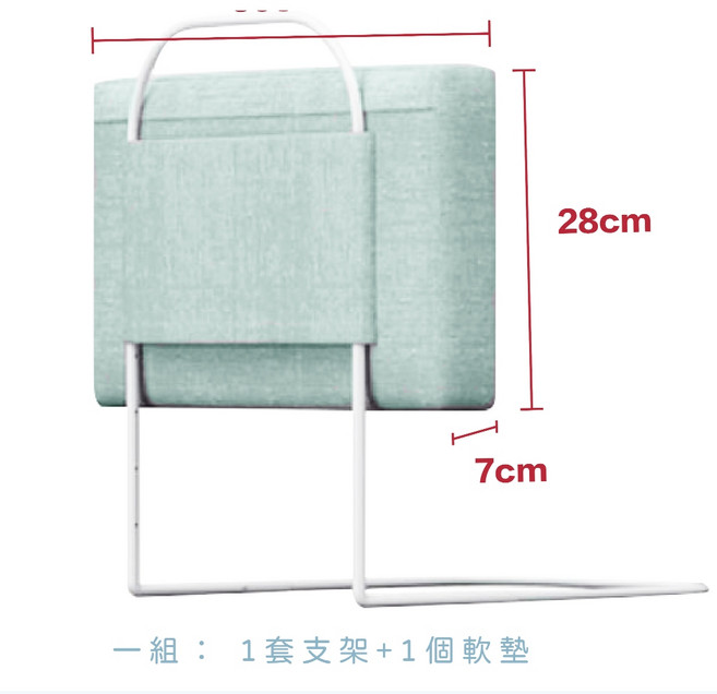 Mommywant 床邊護欄 軟包圍欄 防摔安全, 整組：湖水綠-高度28cm<一個軟墊>,長度50cm