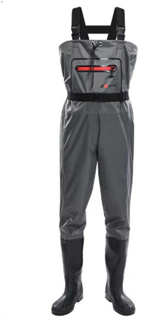 알엠티 고급방수 낚시바지 내마모성 부츠 PVC 네오프렌 통기성 갯벌체험 멜빵 전신바지, 280, 그레이 나일론 (독일식 부츠)