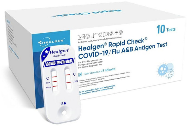 힐젠 신속 확인 COVID-19 독감 A&B 항원 검사 키트 최초의 FDA 승인 OTC 3-in-1 및 COVID 가정용 검사 읽기 쉬운 이중 창 15분 유통기한 18개월, 10