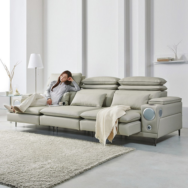 투코 시에모 클라우드 3세대 리클라이너 쇼파 슬라이딩 슬라이드 모션 무빙 소파 이지클린 가죽 패브릭 3인용 4인용, 클라우드 비건가죽(크림그레이)