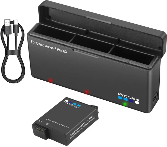 DJI 오스모 액션 6/5 프로 액션 카메라용 2200mAh 배터리 및 충전기 오스모 360 오스모 3 4 5 프로 액세서, 04 1 Battery 1 Charger