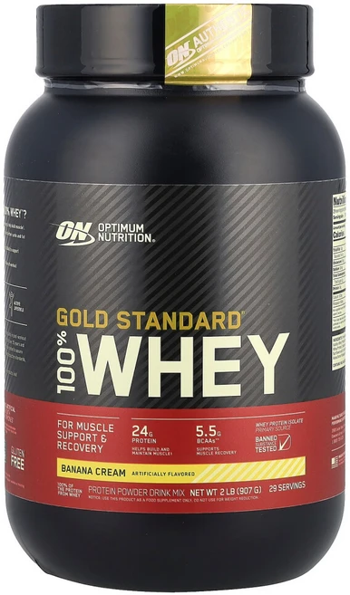 옵티멈뉴트리션 Gold Standard 100% Whey 바나나 크림 907g(2lbs), 907g, 1개 - 쿠팡