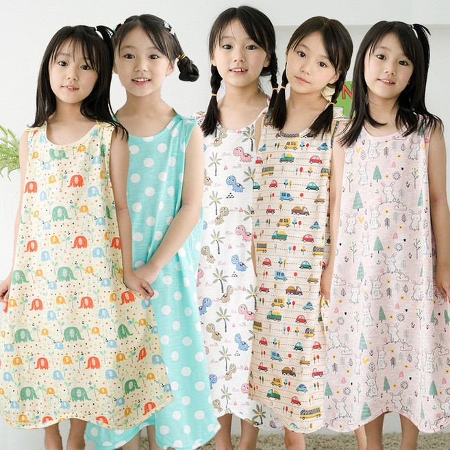 꾸미 국내산 유아용 면 슬라브 수면조끼 봄 여름용 조끼