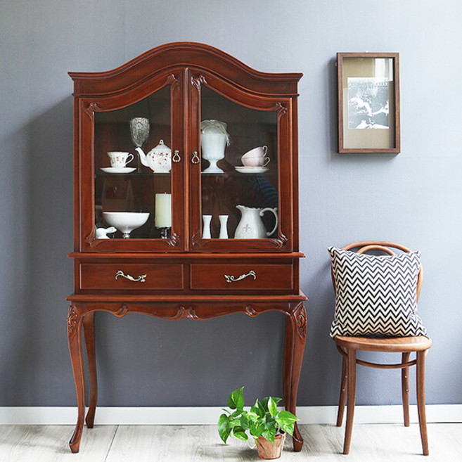 [유캐슬] ★커피쿠폰+무료배송★ 엘렌 엔틱 원목 장식장(접시장), BK, 상세 설명 참조