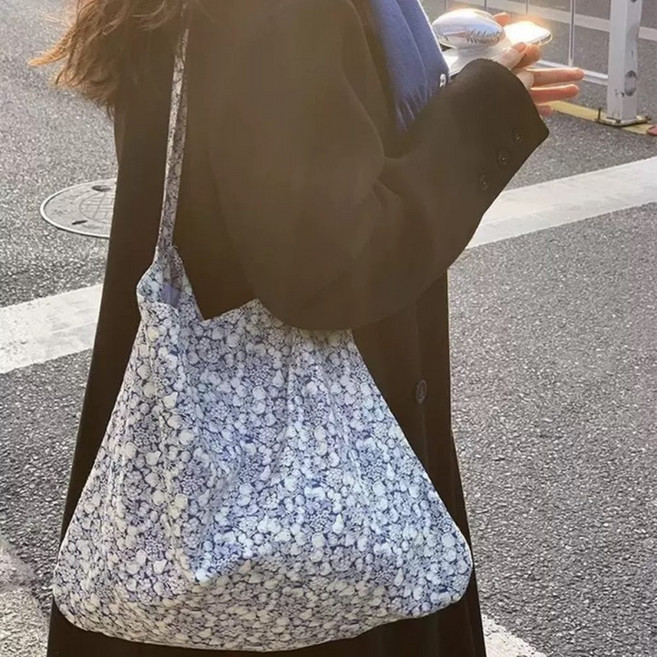 와이엔이 연예인 플라워 에코백 캐쥬얼 심플 꽃무늬 숄더백 크로스백