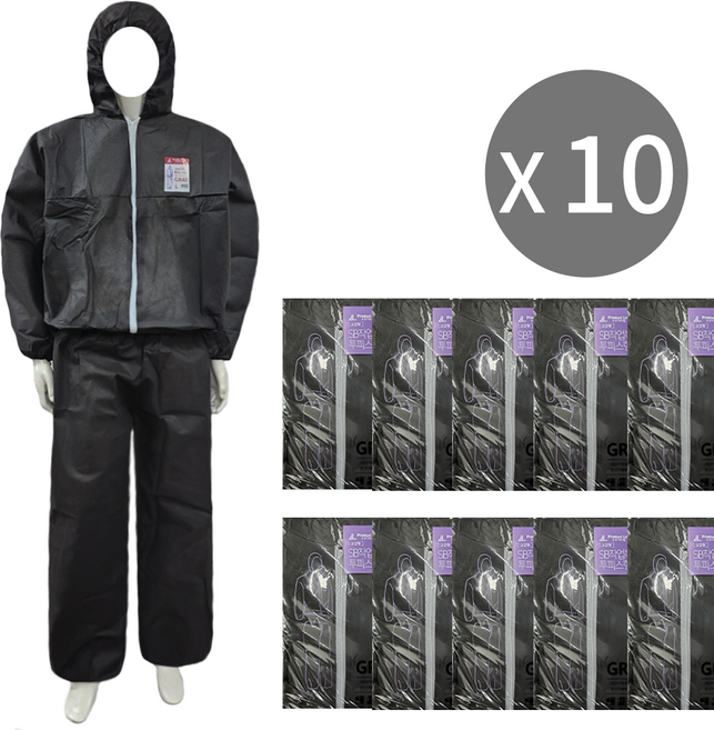 일회용작업복 투피스작업복_회색 부직포 방진복 분진복 방역복 보호복 분리형, 10개, 그레이