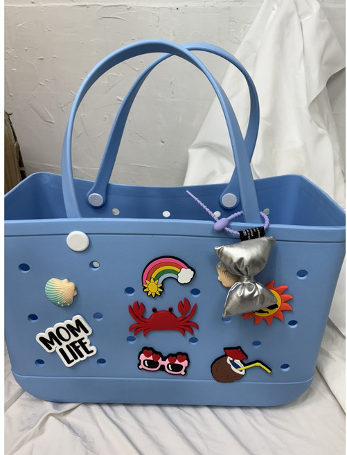 베베키키 수영장 실리콘 방수 비치백 젤리백 수영백 수영장 목욕 EVA 여름 샌드백 미니백 어린이 유아 바캉스 키즈백 물놀이 커스터마이징, 가방, M-Bag, 스카이블루