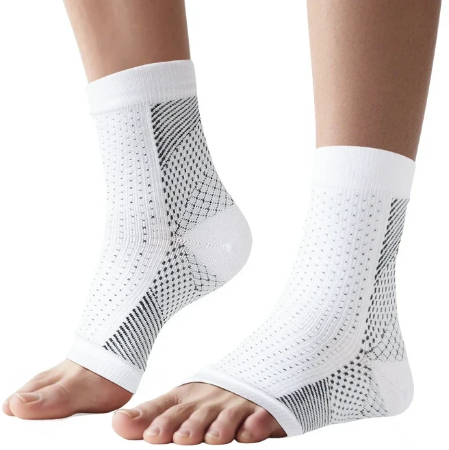 남성 여성을위한 1 쌍 신경병증 양말 압축 진정 아치 지원 통기성 경량 나노 나일론, 01 L-XL, 02 White