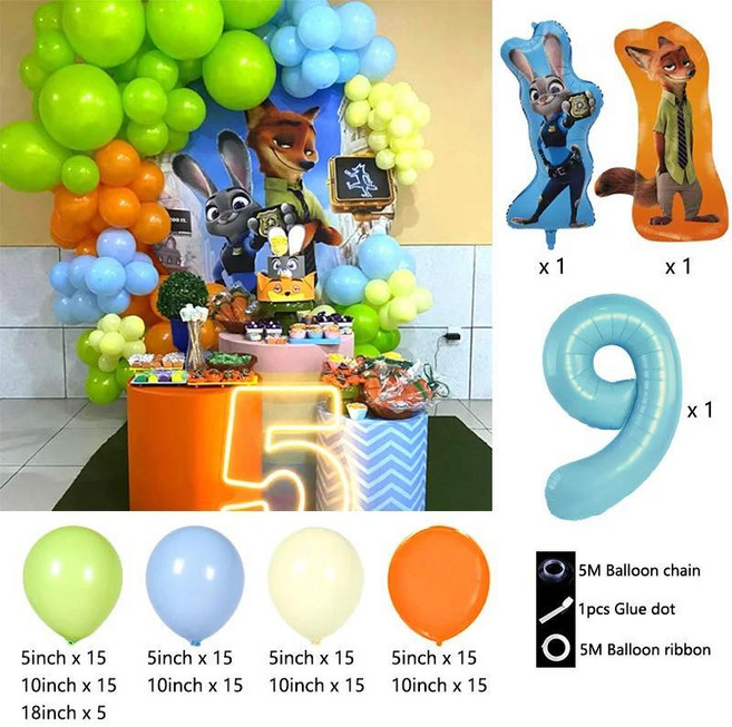 주토피아 파티 풍선 만화 주디 닉 알루미늄 포일 가랜드 키트 라텍스 생일 장식, 1개, 11. R1116-9