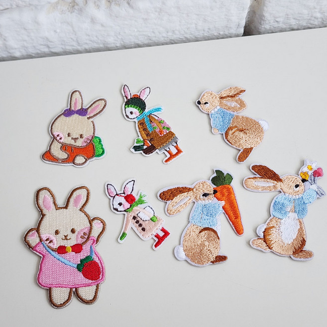 자수 토끼 패치세트, 1세트