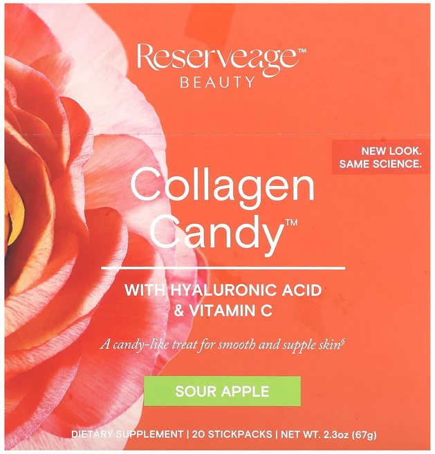 몸관리하세요 겨울입니다 Reserveage Beauty 콜라겐 캔디 사워 애플 스틱팩 20개 개당 3.35g(0.1oz) 특별관리진행, ReserveageBeauty콜라겐캔디사워애플스틱팩20, 67g - 쿠팡