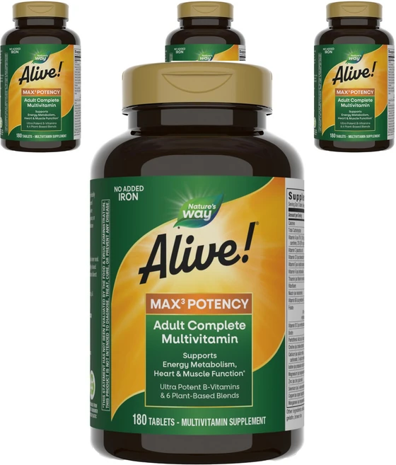 네이쳐스웨이 얼라이브! 맥스 3 데일리 멀티-비타민 타블렛, 180정, 4개 - 쿠팡