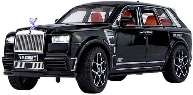 마이카 다이캐스트 합금 1:24 롤스로이스 컬리넌 만소리 모델 자동차 모형 피규어 장식, 1개, 03.블랙