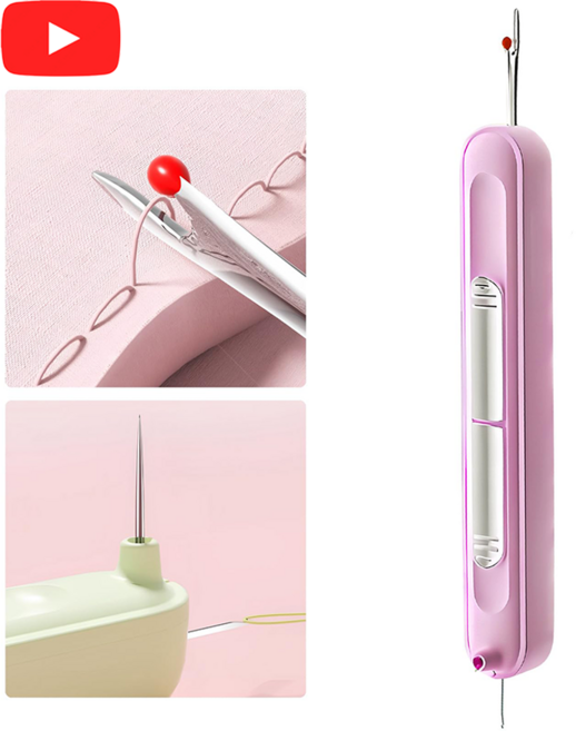 루이 휴대용 실꿰기 실밥제거기 이중 기능의 컴팩트 바느질 도구, 보라색, 1개