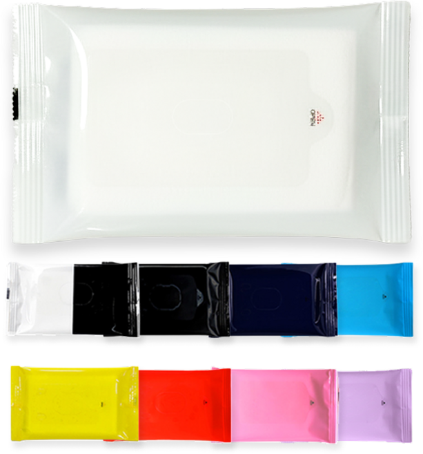 홍보용물티슈 10~30매 / 투명 기성품 / 다양한 디자인과 색상 / 판촉용 전도용 물티슈, 1박스, 500매, 40g