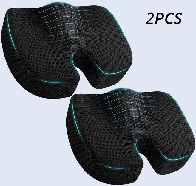 Leesheer 1+1 기능성 메모리폼 방석 자세교정 꼬리뼈 엉덩이 방석 치질방석, 2pcs