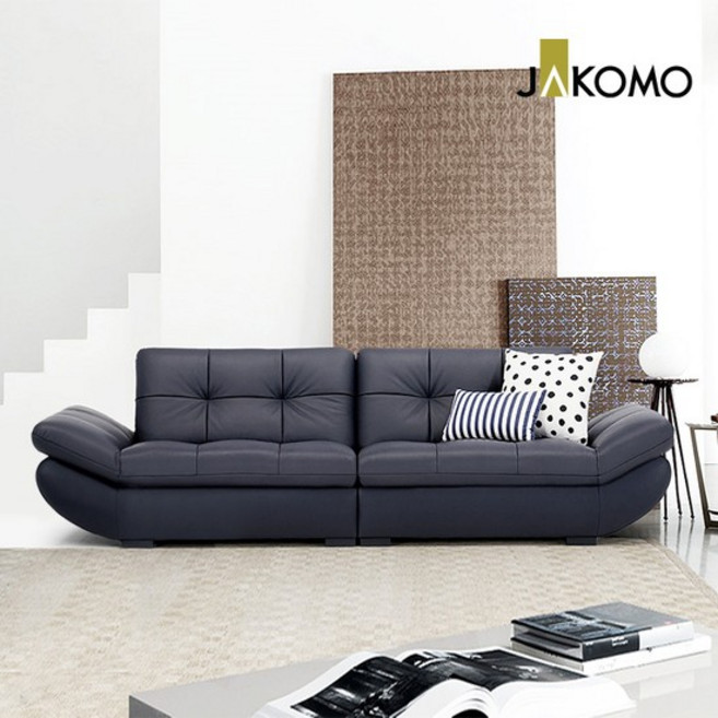 버블리 4인 천연면피 소가죽 소파(미기능성), 블랙