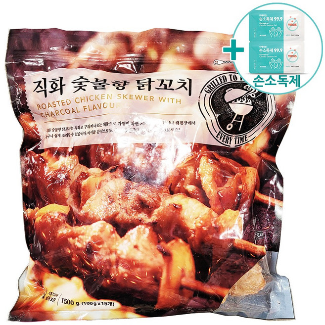 무료배송!! [코스트코] 라쿠치나 직화 숯불향 닭꼬치 1.5kg 야외바베큐 캠핑요리, 1개
