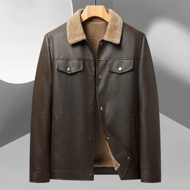 Connect LINK 남성용 가죽 양털 무스탕 자켓