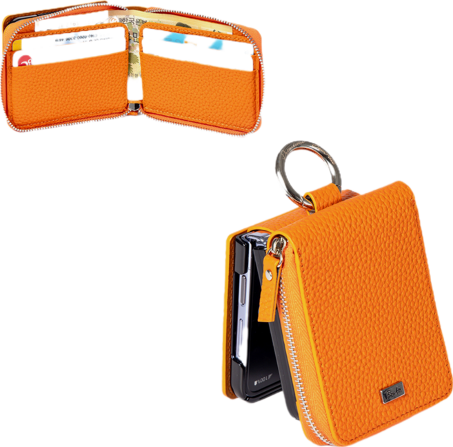 본아띠 돌체 천연소가죽 밀라노 토고 지갑형 지퍼 힌지보호 갤럭시 Z플립 핸드폰케이스