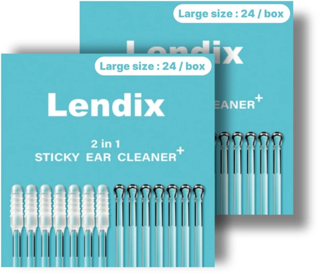 Lendix 친환경 점착식 끈끈이 귀이개 플러스 면봉 투인원, 2개, 24개입, Large - 쿠팡