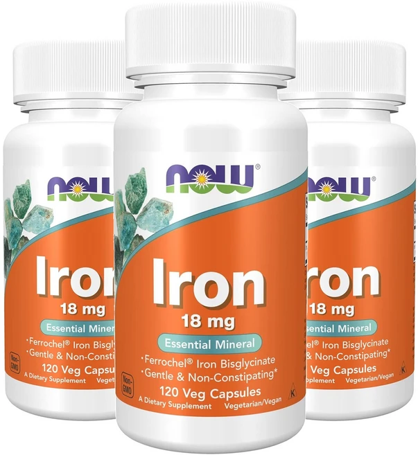 나우푸드 철분 18mg 베지 캡슐, 120정, 3개 - 쿠팡