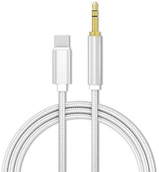 갤럭시 옥스선 C타입 to AUX 케이블 차량용 오디오 옥스 스테레오 연결, 화이트