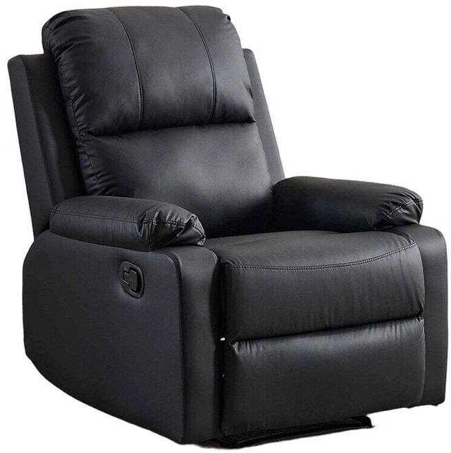 黑色手動沙發椅 可躺173度 立體分段式靠背, 黑色